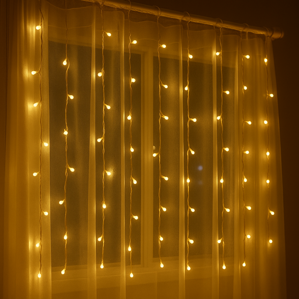 Sıcak Işıklı LED Perde – Yılbaşı & Dekorasyon Işıklandırması