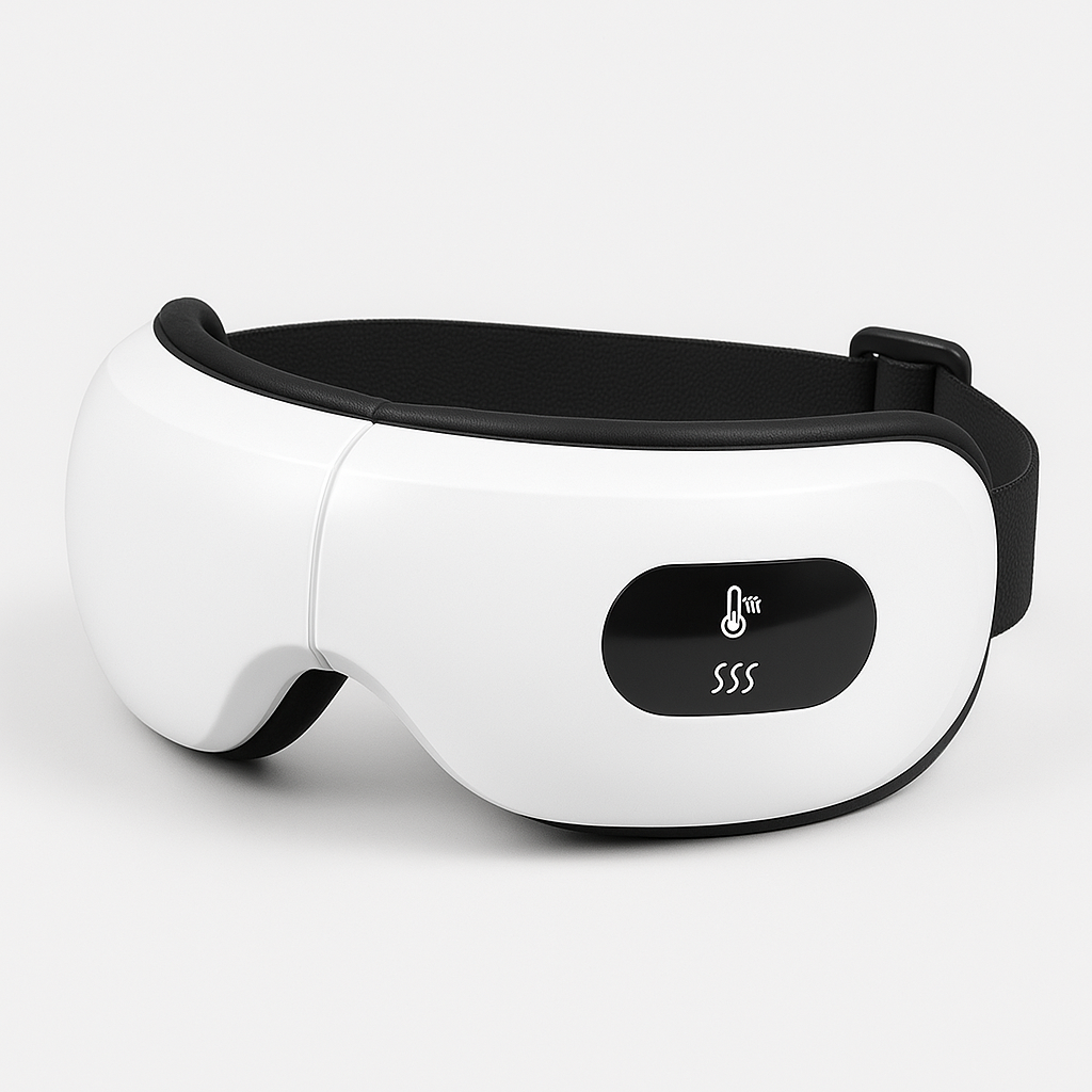 Akıllı Isıtmalı Göz Masaj Aleti – Premium Relax Model | Isı, Titreşim ve Hava Basınçlı Göz Masajı