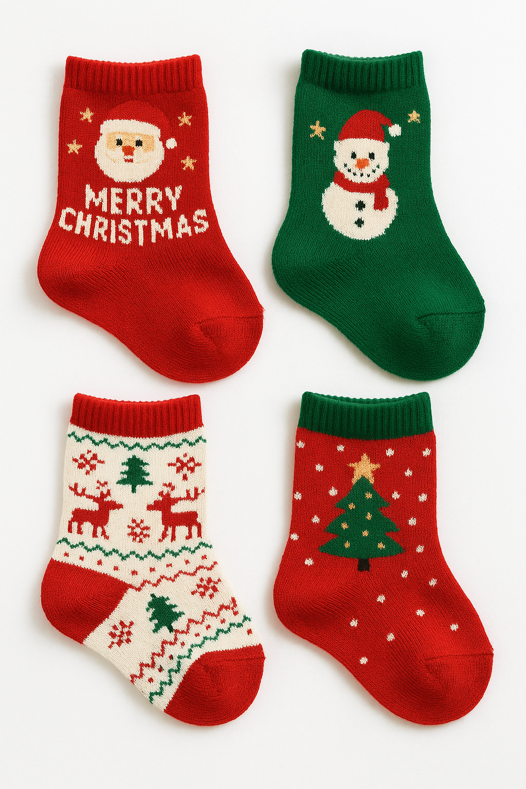 Yılbaşı Çorap Seti – 4’lü Noel Temalı Renkli Çorap