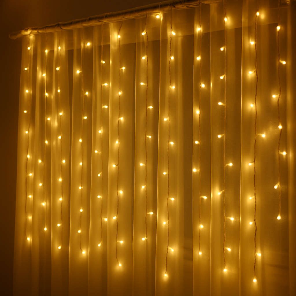 Sıcak Işıklı LED Perde – Yılbaşı & Dekorasyon Işıklandırması